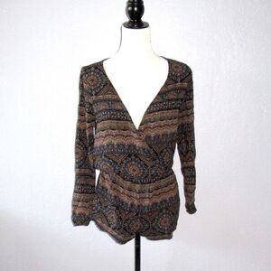 Forever21 Long sleeve romper India ethnic batik